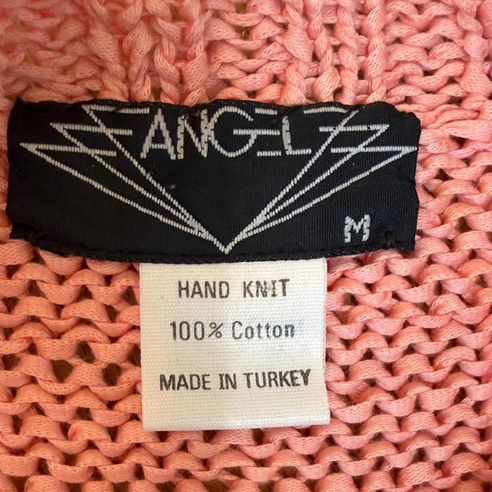 Vintage Angel Hand Knit Pastel Spring/Easter Crewneck Sweater w/Pom-Poms, M - Picture 2 of 6